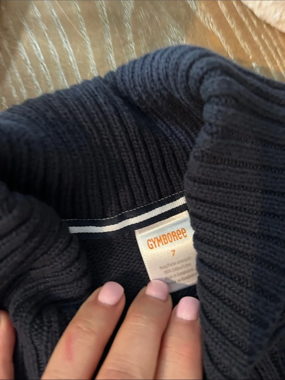 Gymboree Boys Navy Blue Cable Knit Cowl Shawl Neck Sweater